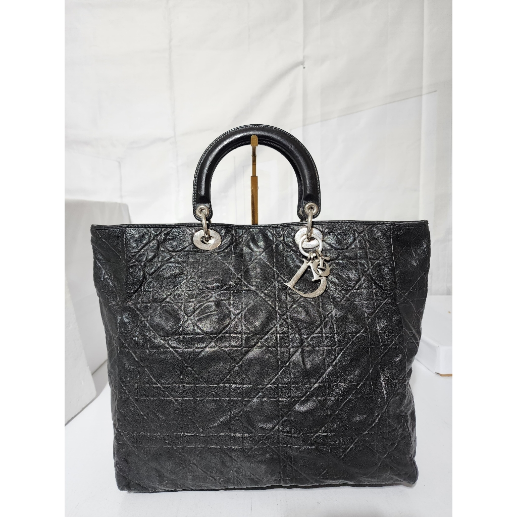 Christian Dior Soft Lambskin Quilted Tote Black